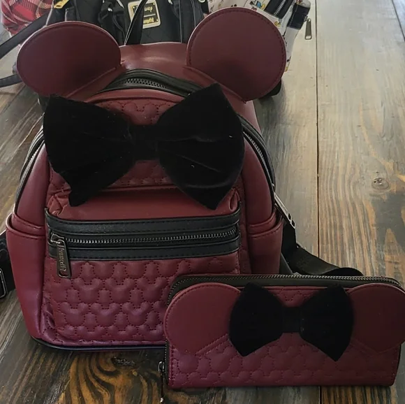 Loungefly | Bags | Loungefly Maroon Minniemouse Backpack W 